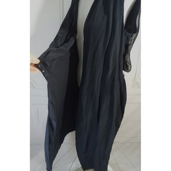 AllSaints 100% Silk Black Mayra Wrap Dress Knee Length  US Sz 10 - Picture 6 of 10